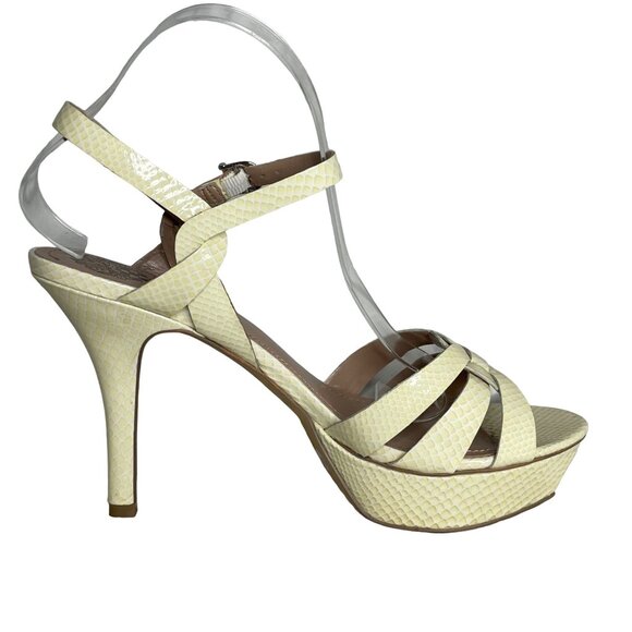 Vince Camuto 9.5 Toleo patent leather heels cream yellow - Picture 5 of 14
